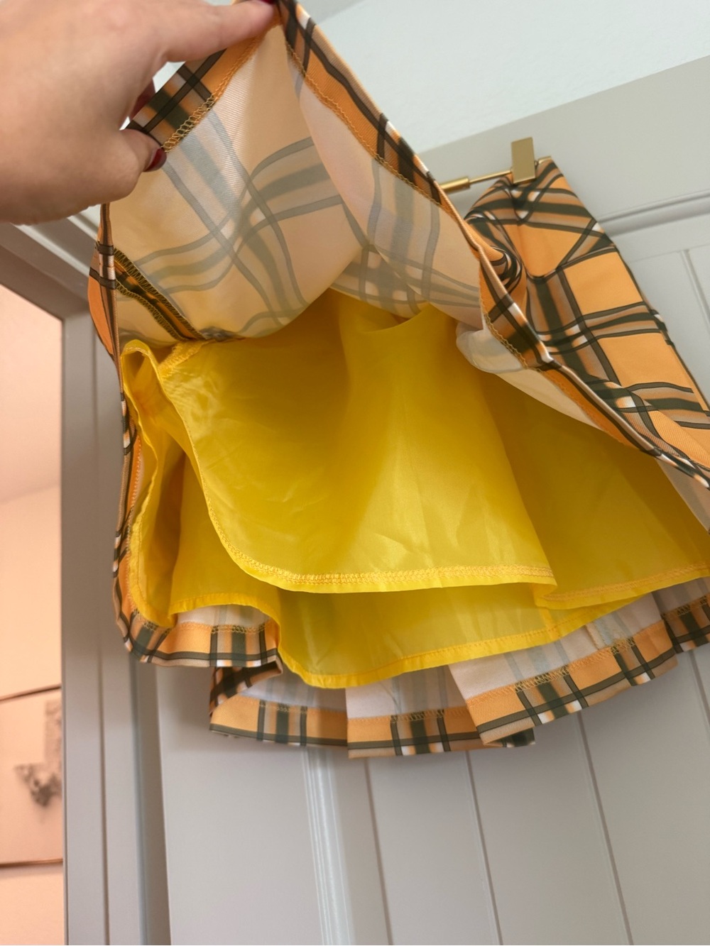 Pleated Yellow Plaid Mini Skirt - Women - Picture 3 of 5